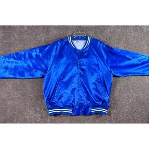 VTG Hartwell Satin Bomber Jacket Royal Blue Athletic Snap Front Varsity Mens XXL